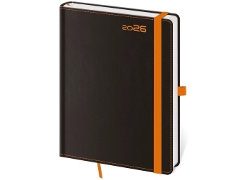 Diár 2026 DOUBLE BLACK-ORANGE, A5 denný, 352 str, 145x205mm